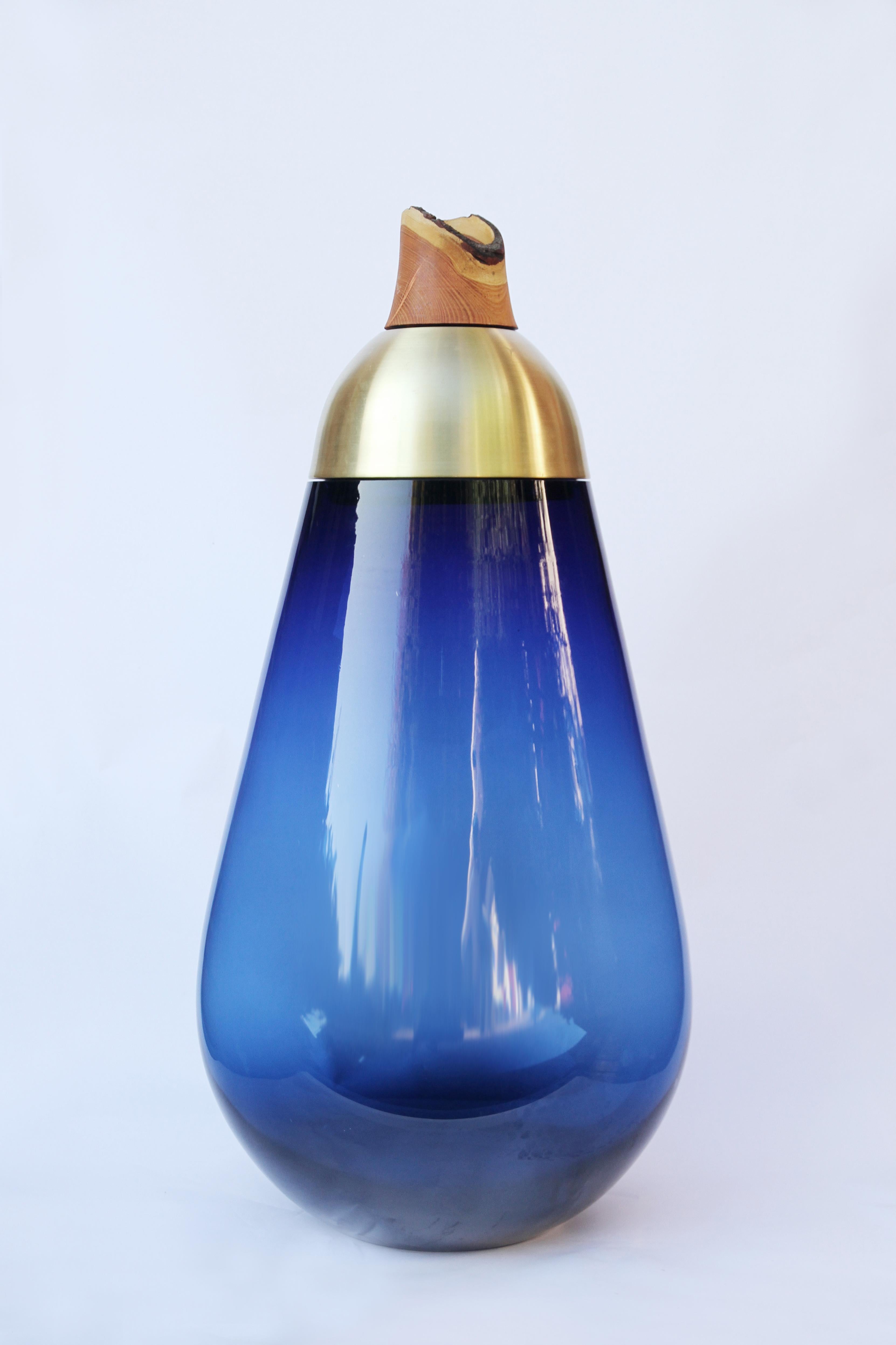 Monumental Scarabee Blown Glass and Brass Vase, Pia Wüstenberg In New Condition In Geneve, CH