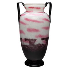 Vase à deux anses en verre tacheté Schneider Glass Circa 1920