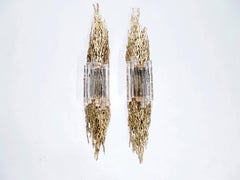 Monumental sconces by Claude Victor Boeltz in Bronze and Murano Glass, 1970s