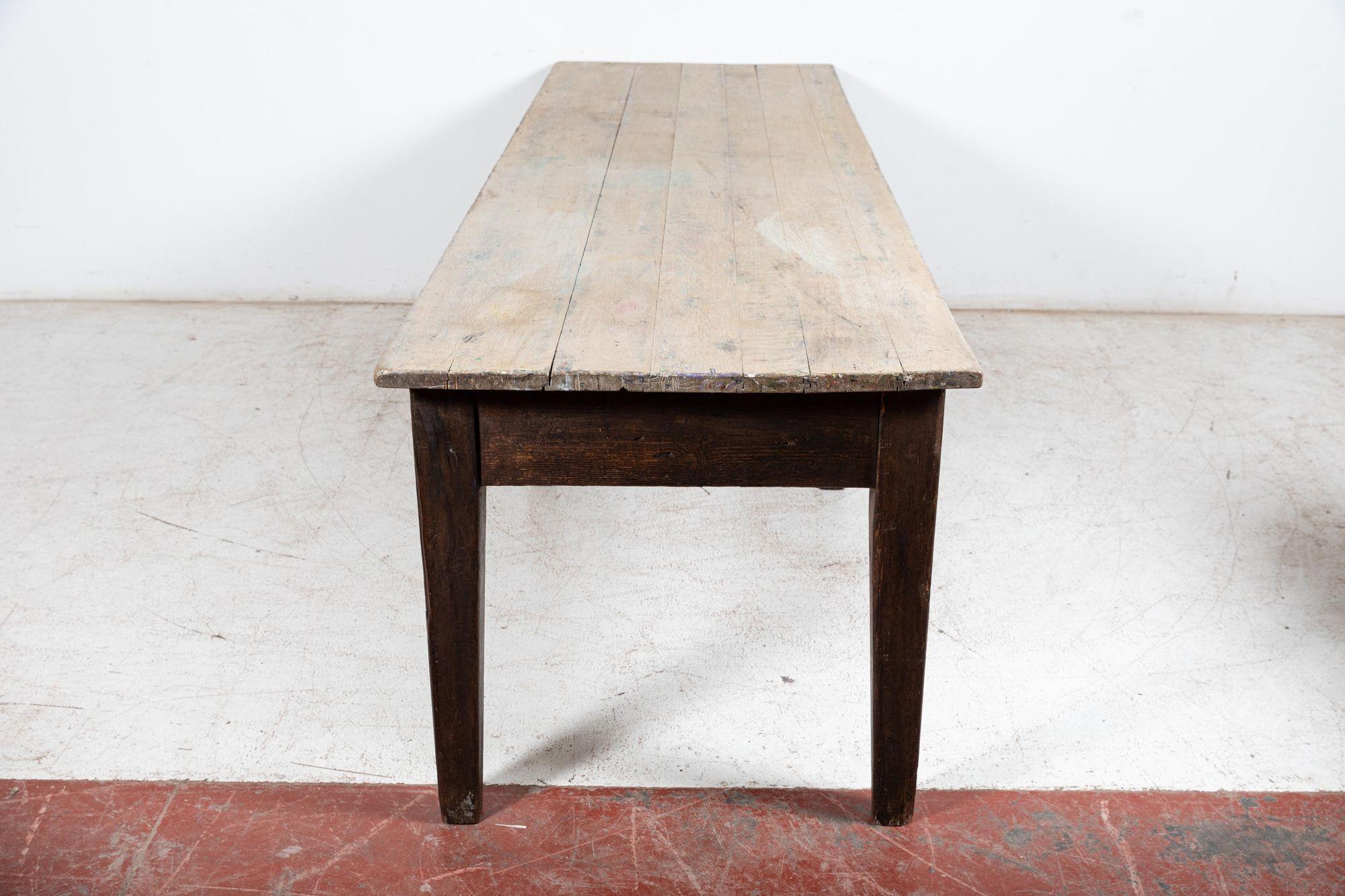 Monumental Scottish Oak Top Refectory Art Table For Sale 1