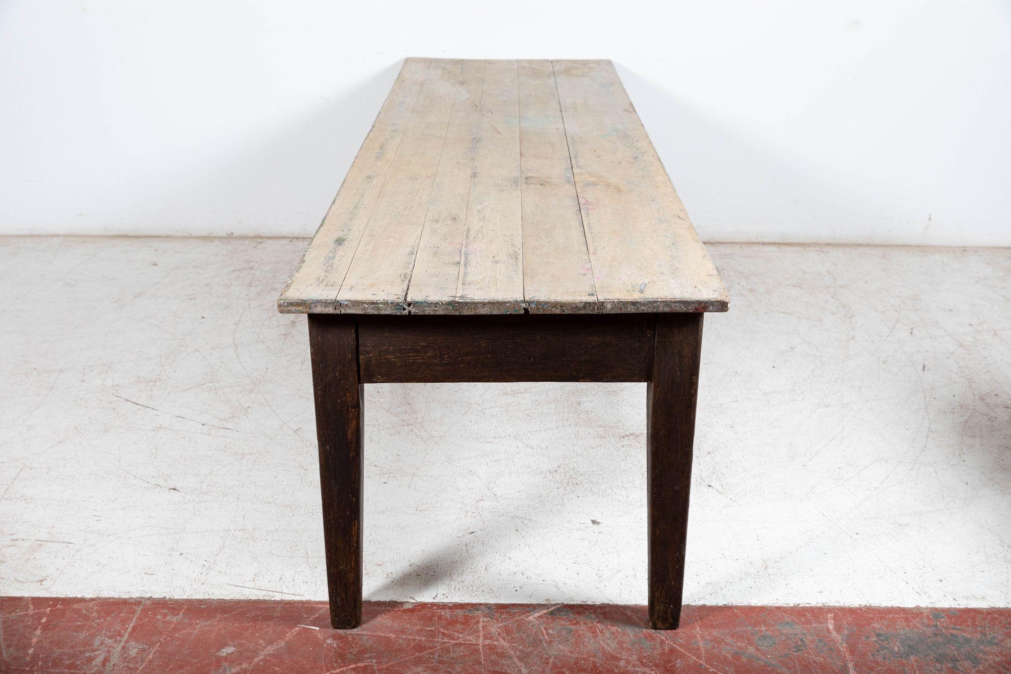 Monumental Scottish Oak Top Refectory Art Table For Sale 3