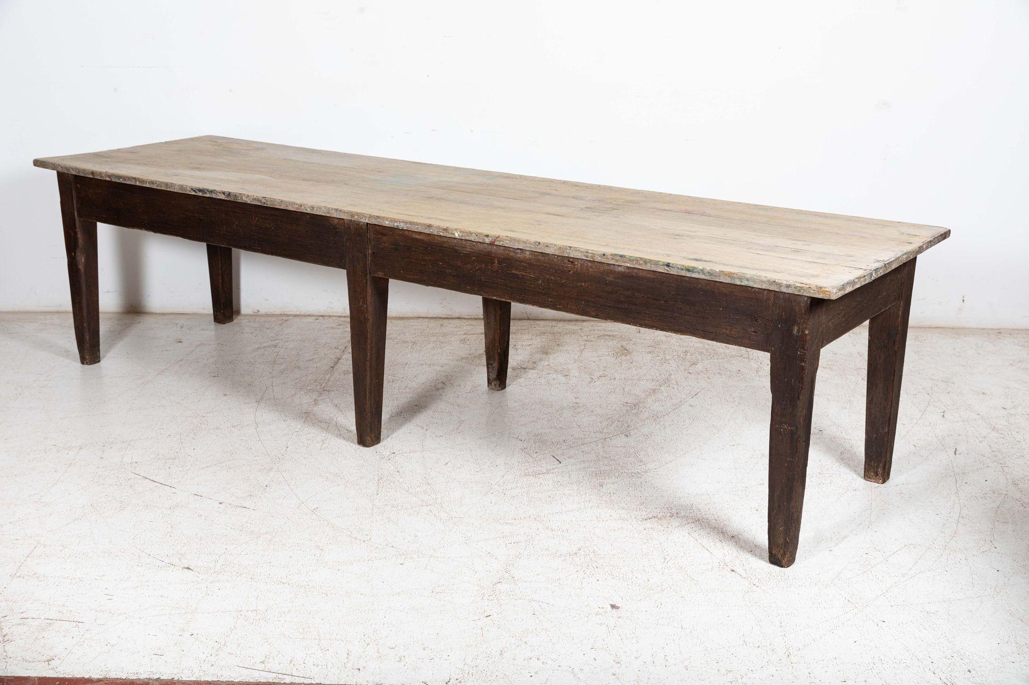 Monumental Scottish Oak Top Refectory Art Table For Sale 4