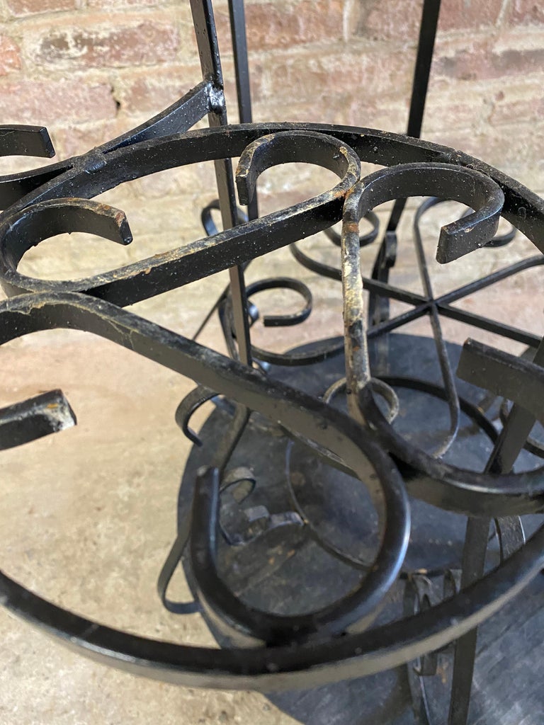 Monumental Scrolled Granada Style Iron Plant Stand For Sale at 1stDibs