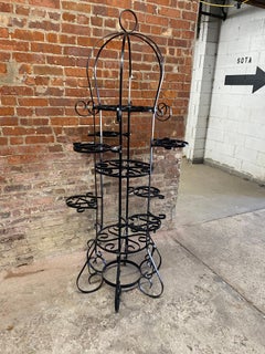 Monumental Scrolled Granada Style Iron Plant Stand