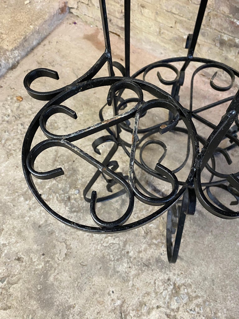 Monumental Scrolled Granada Style Iron Plant Stand For Sale at 1stDibs wrought iron plant