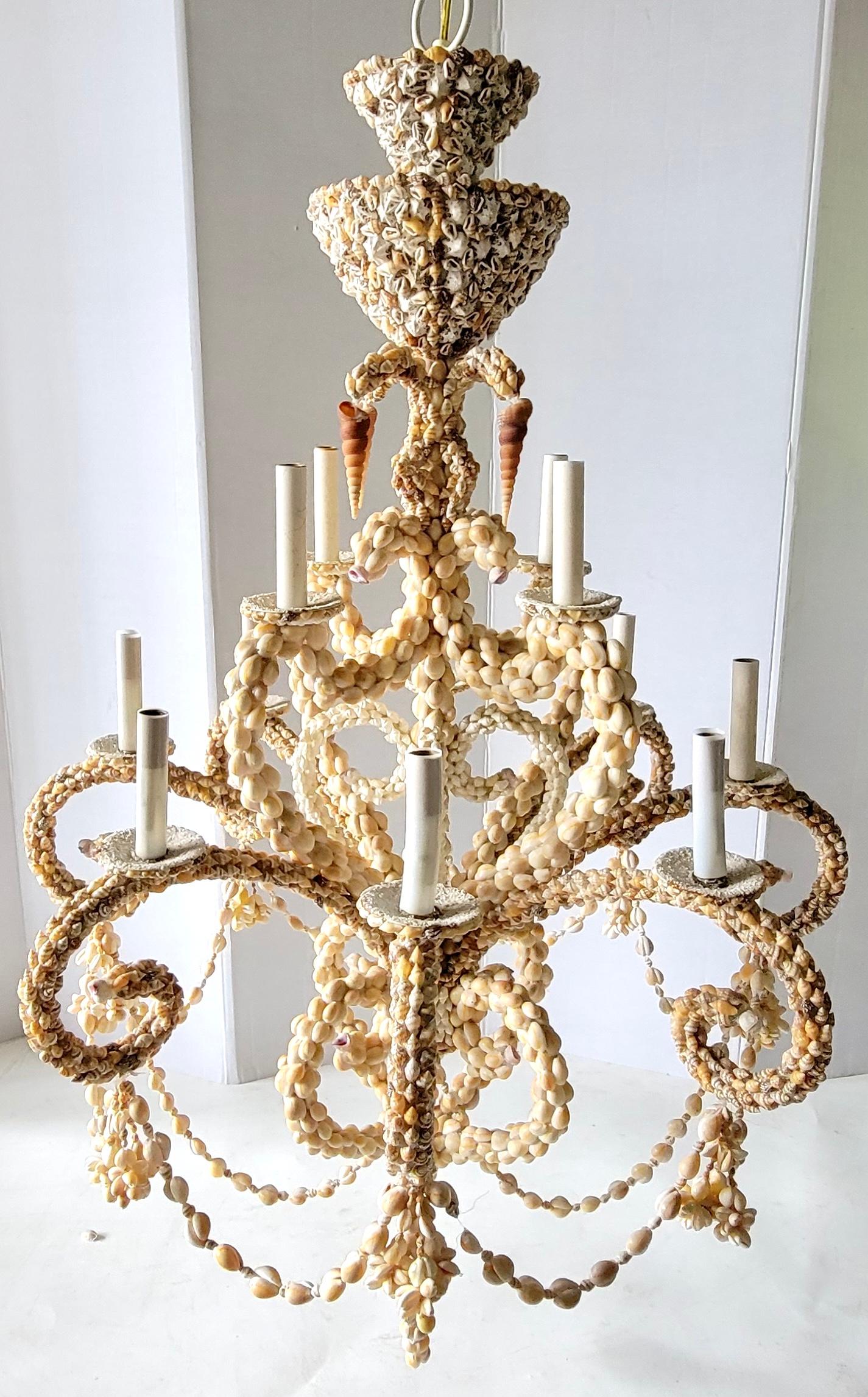 Monumental Scrolling Shell Chandelier, 8 Arm In Good Condition In Kennesaw, GA