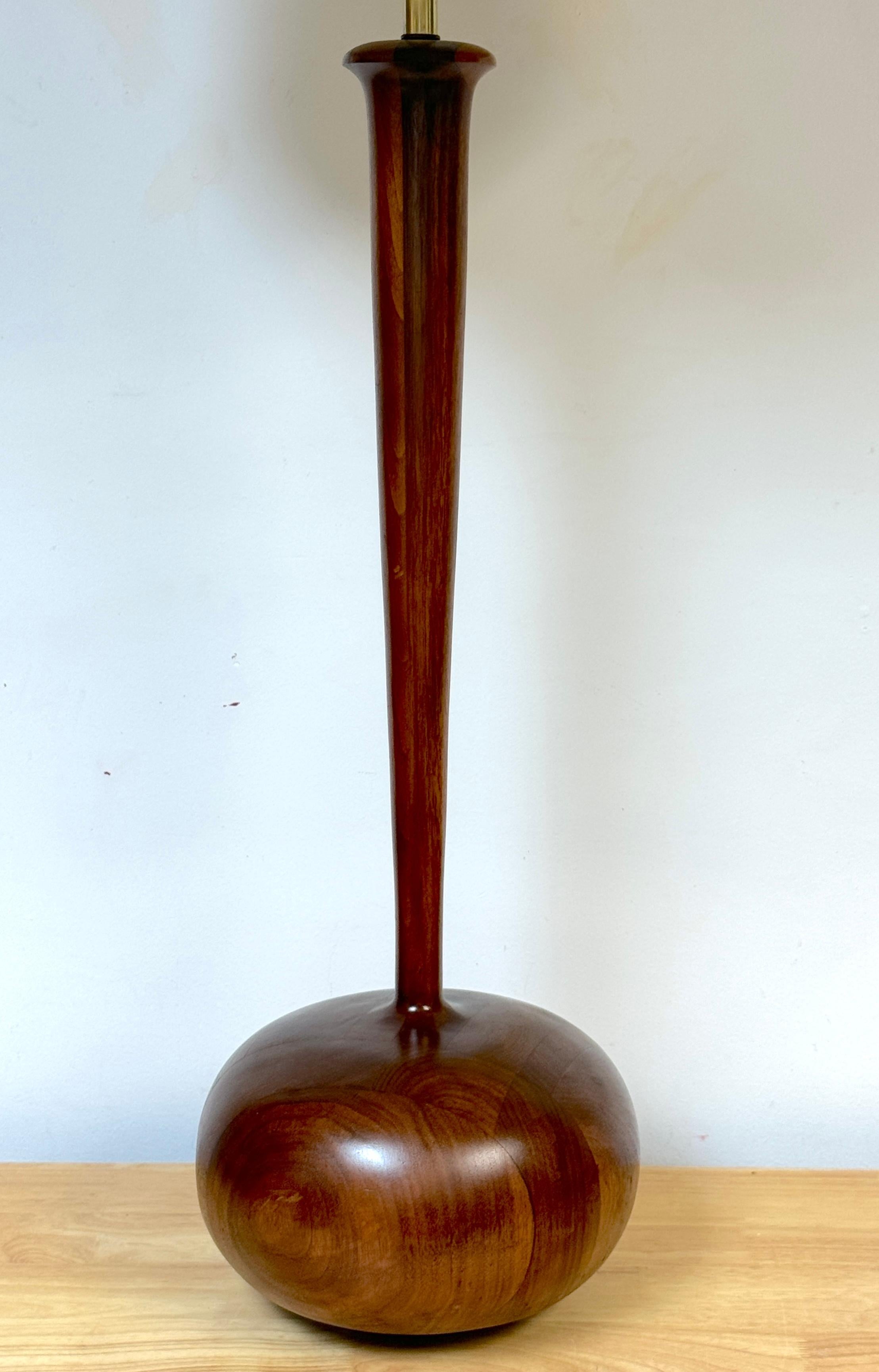 Modern Monumental Sculpted & Inlaid Walnut  Lamp after Philip Powell For Sale