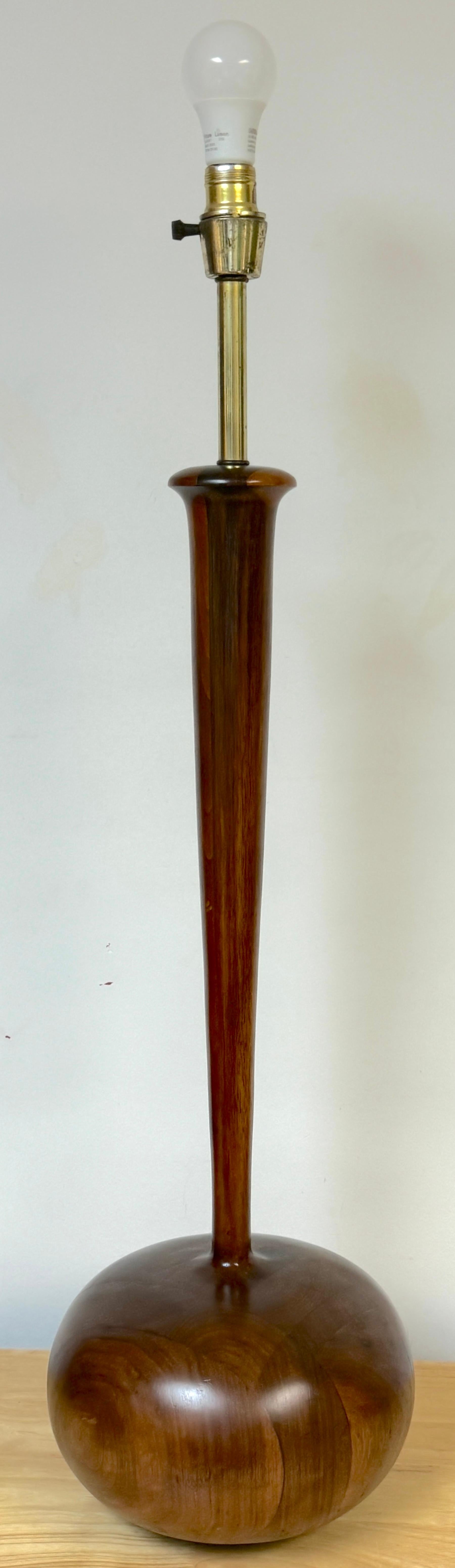 American Monumental Sculpted & Inlaid Walnut  Lamp after Philip Powell For Sale
