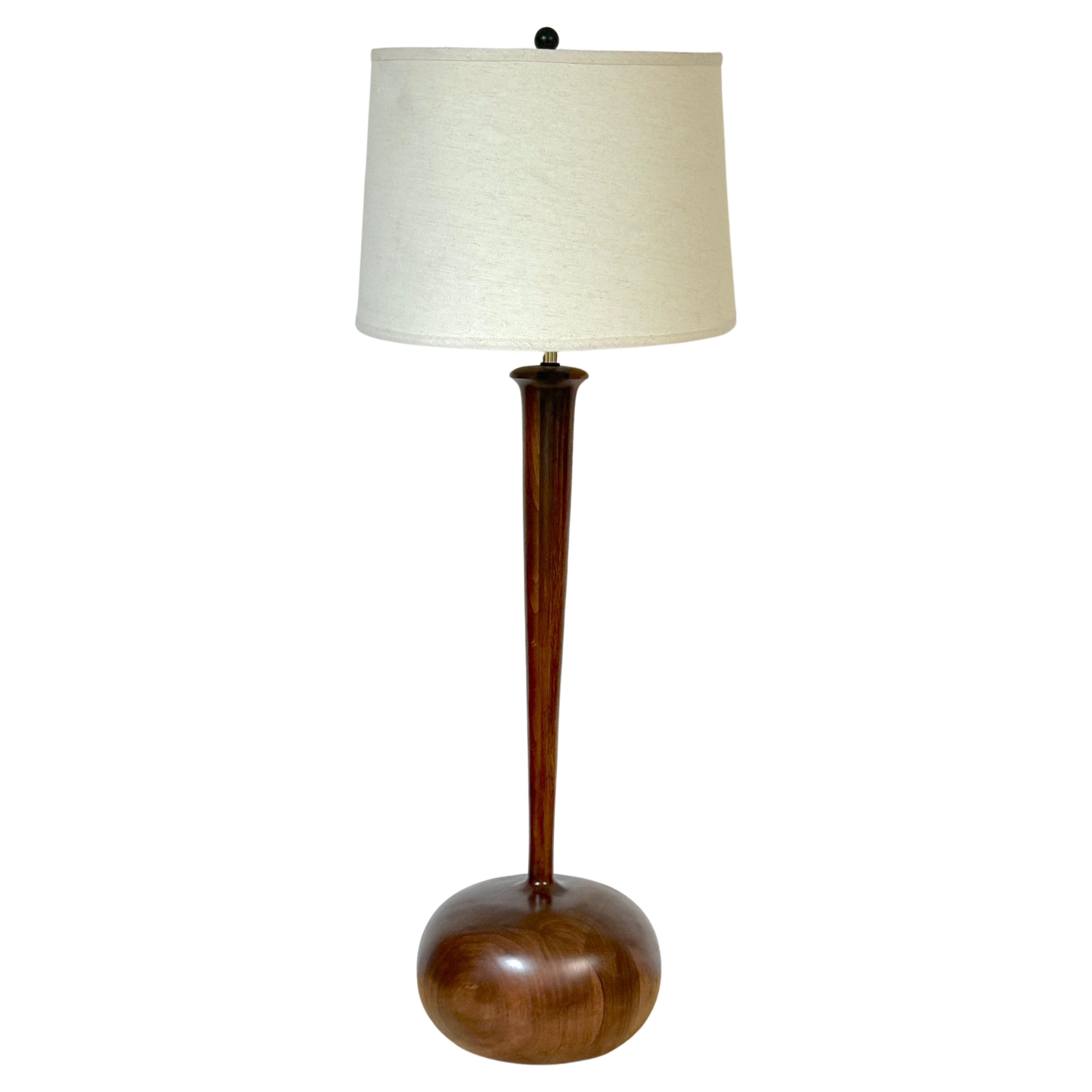 Monumental Sculpted & Inlaid Walnut  Lamp after Philip Powell