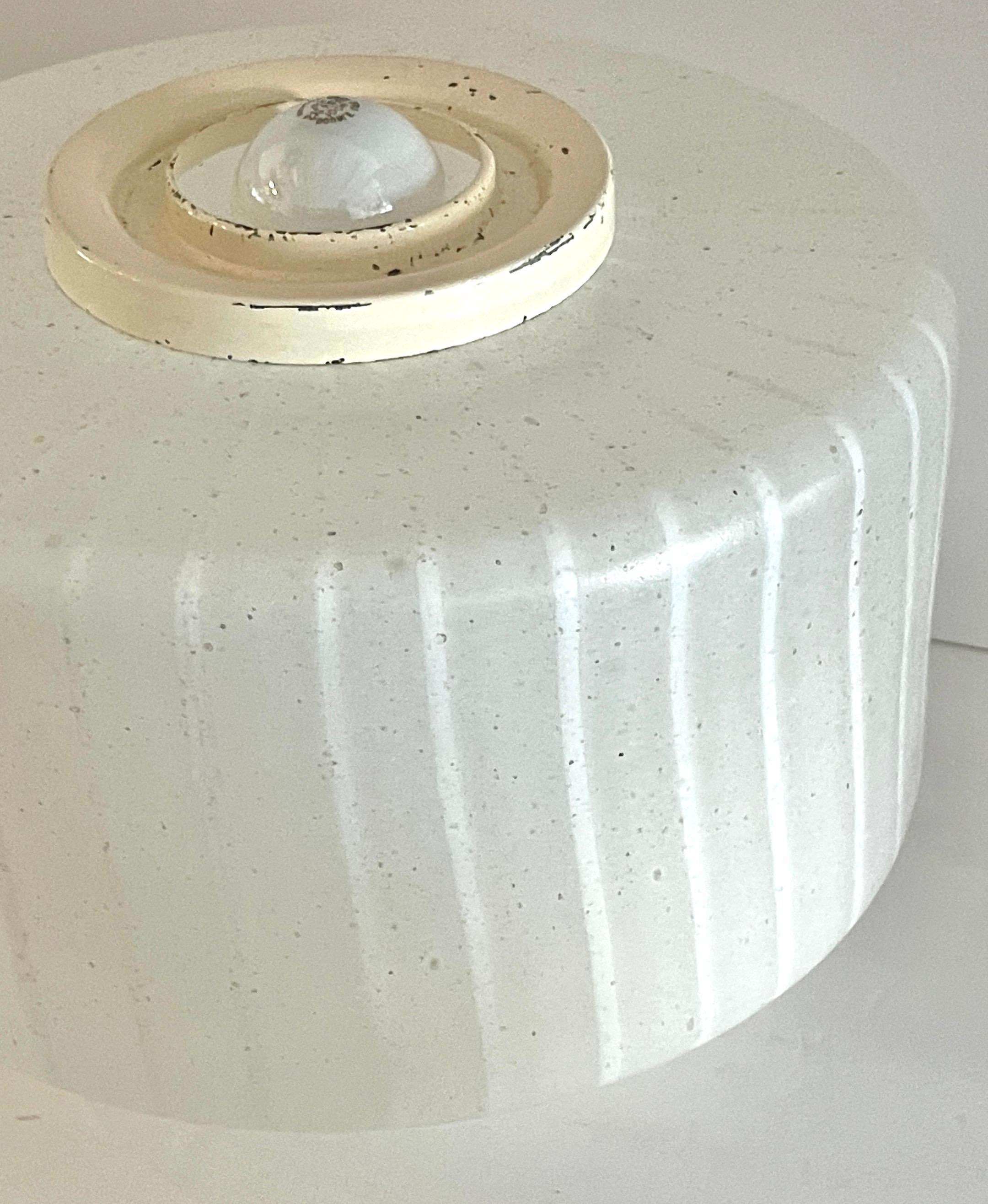 Monumental Sculptural 2-Piece White Striped Murano, Vistosi Glass Table Lamp 3