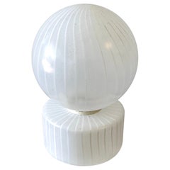 Monumental Sculptural 2-Piece White Striped Murano, Vistosi Glass Table Lamp