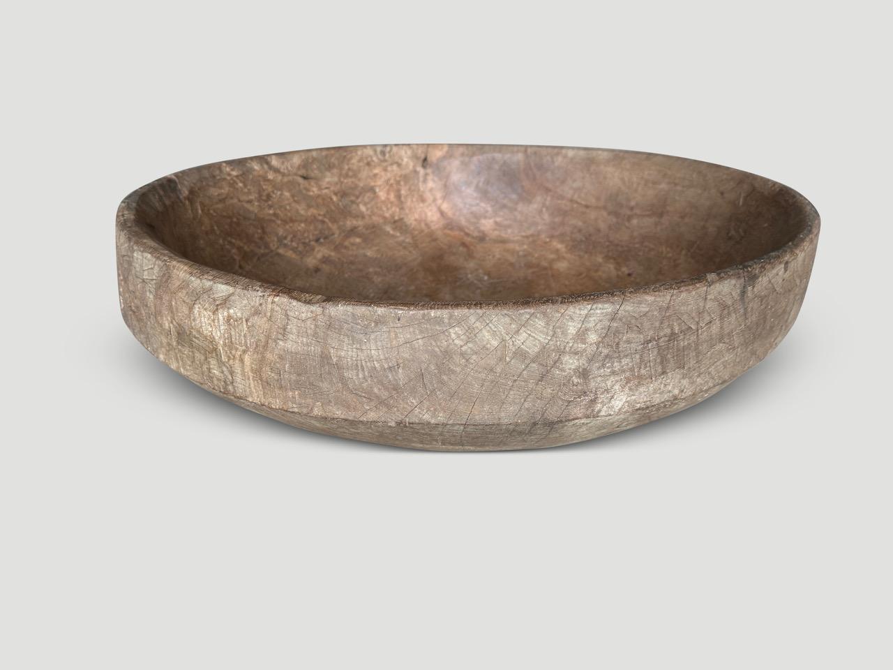 Wood Monumental Sculptural Antique Bowl curated by Andrianna Shamaris For Sale