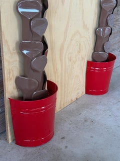 Monumentale skulpturale architektonische benutzerdefinierte Metall Tole Palm Tree Wandhalterungen-Paar