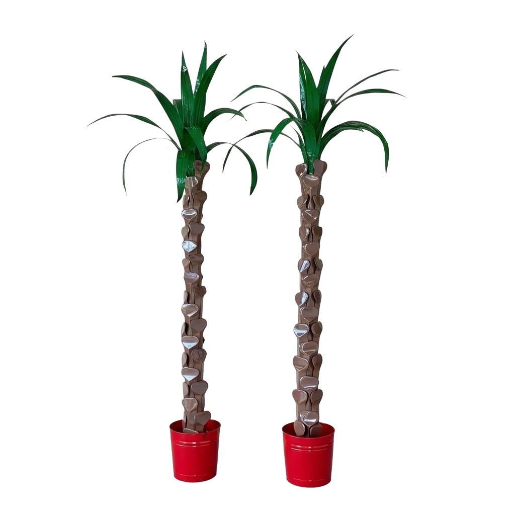 Monumental Sculptural Architectural Custom Metal Tole Palm Tree Wall Mounts-Pair