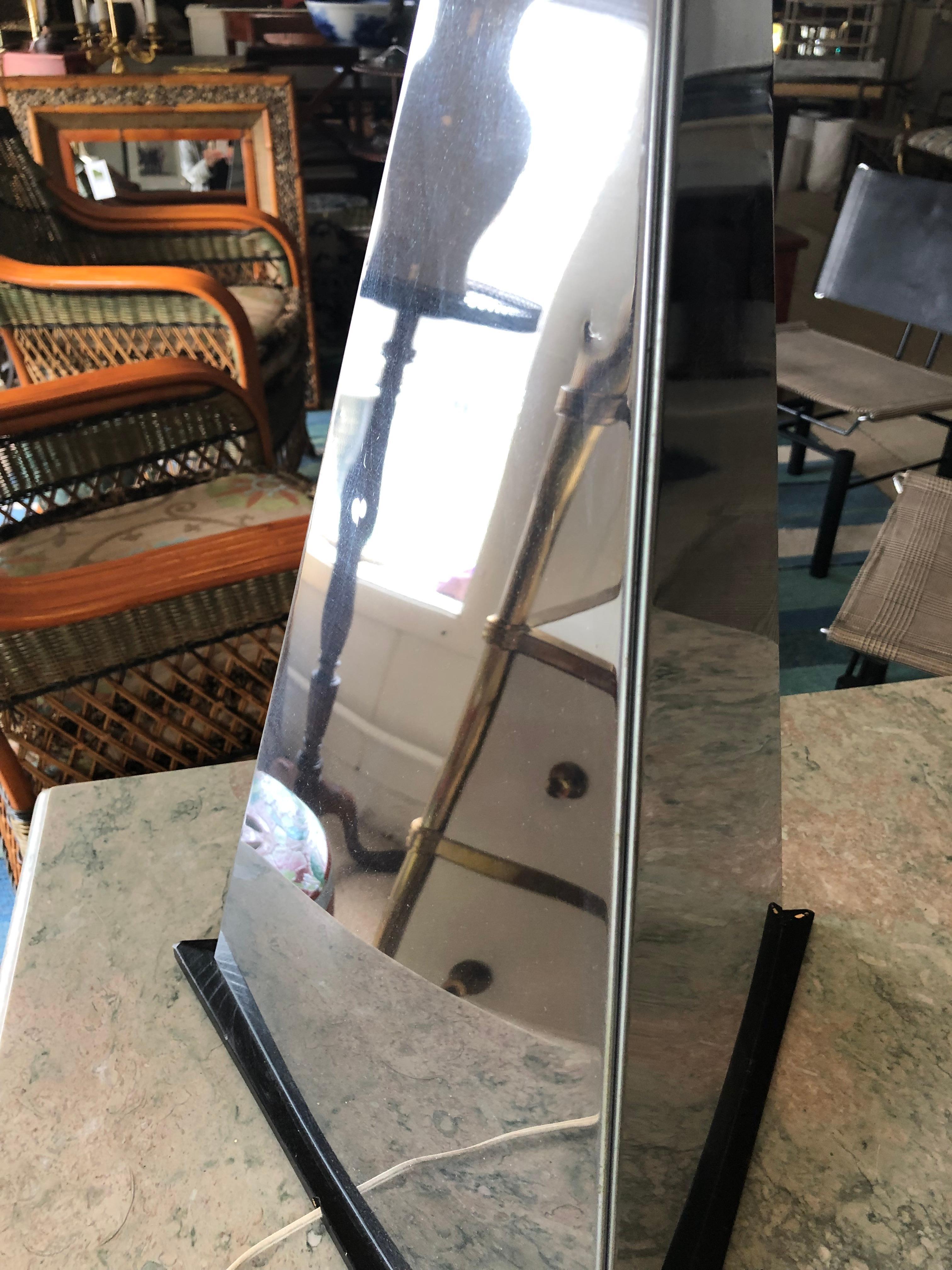 Monumental Sculptural C. Jere Mirrored Obelisk & Orb Table Lamp In Good Condition In Hopewell, NJ