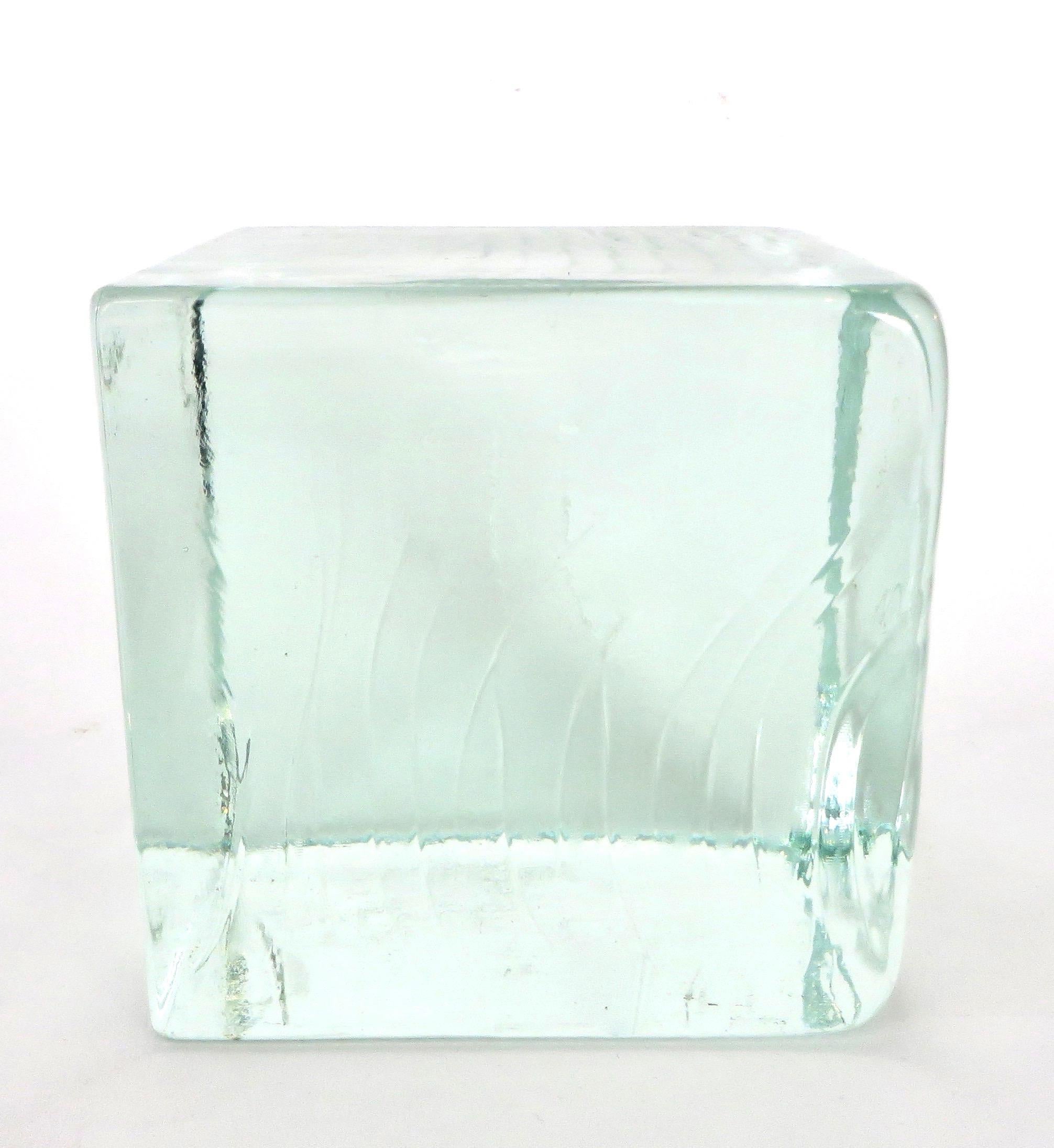 American Monumental Sculptural Cast Glass Cube