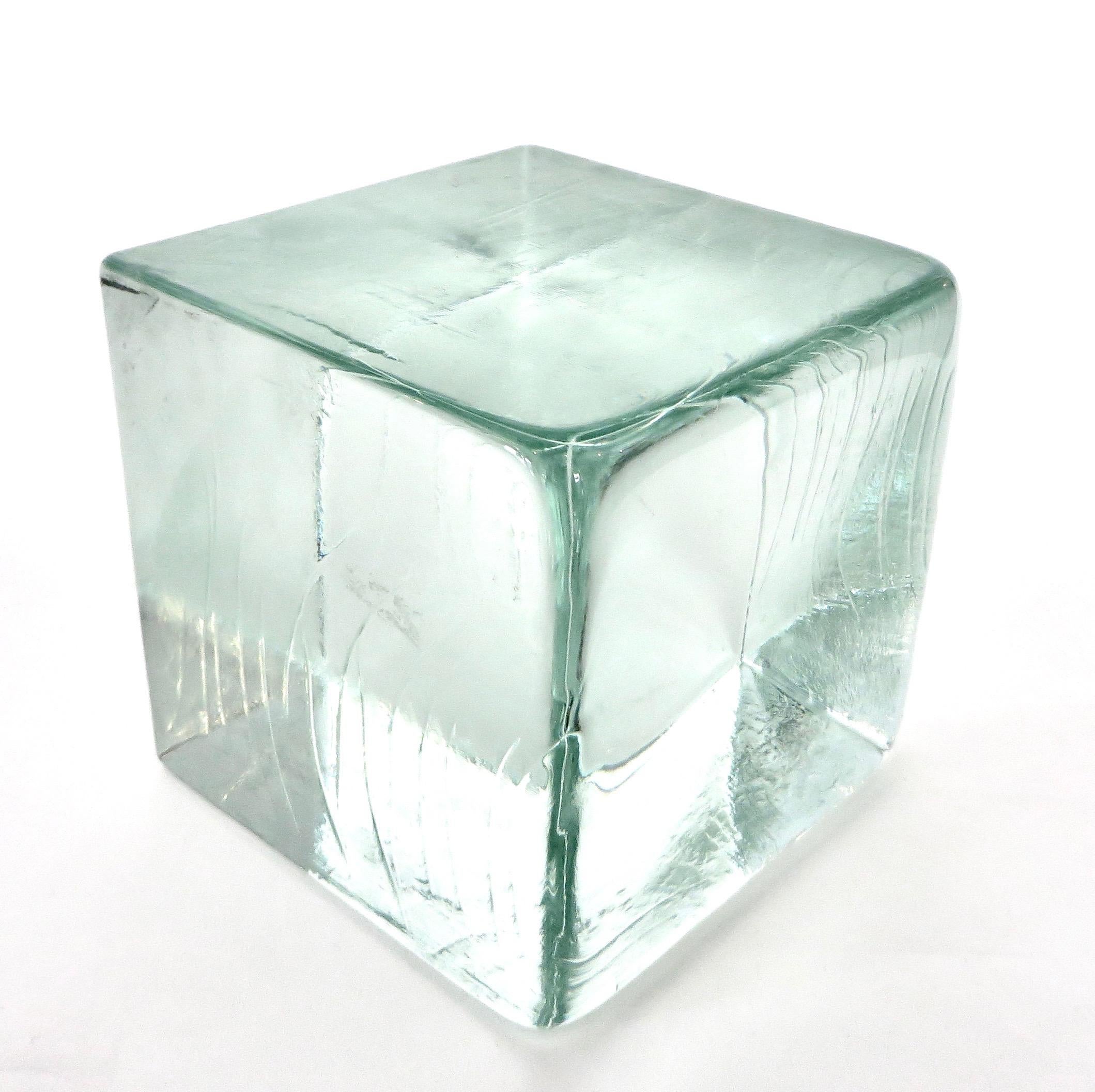 Monumental Sculptural Cast Glass Cube In Good Condition In Chicago, IL