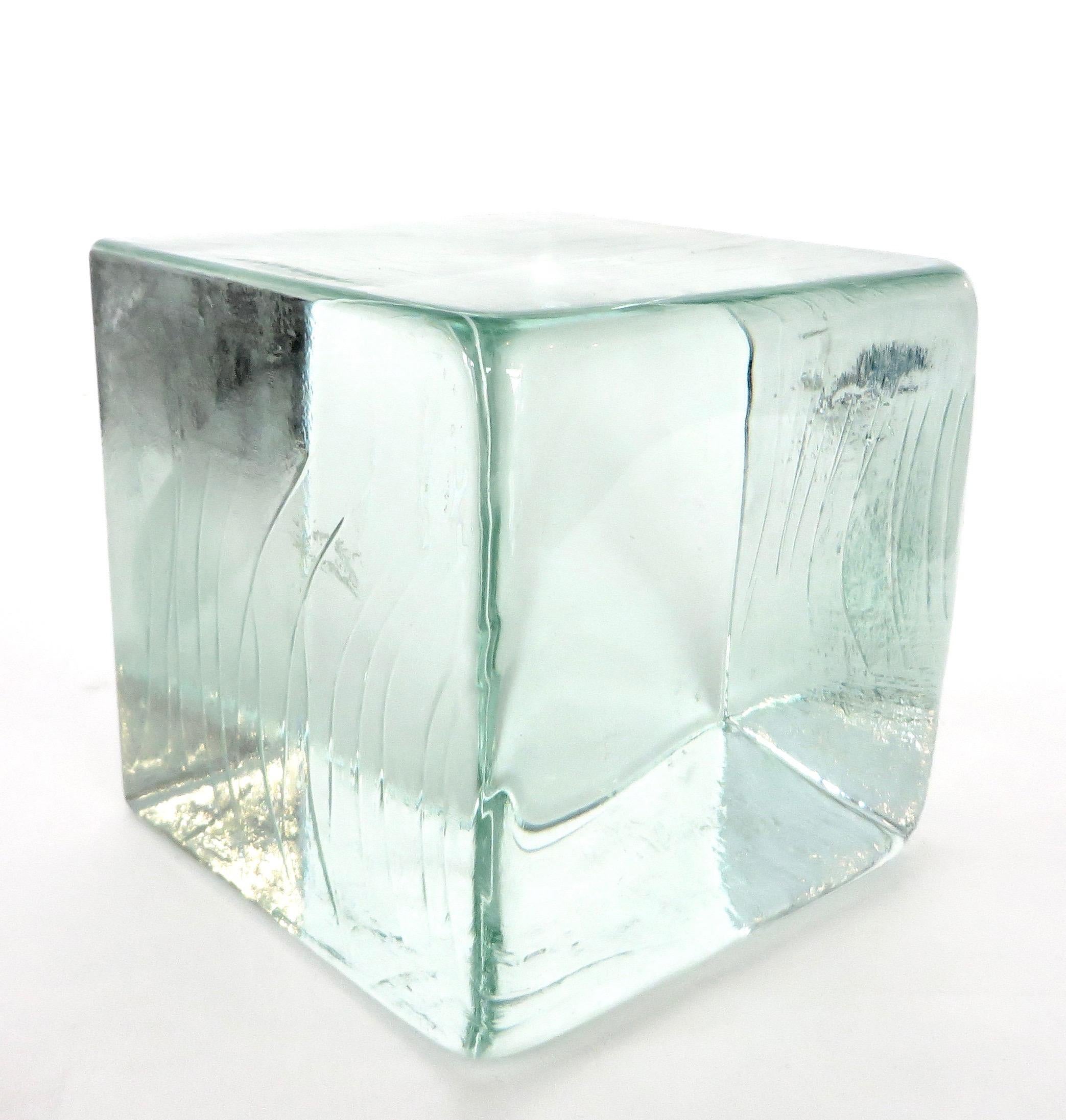 Late 20th Century Monumental Sculptural Cast Glass Cube