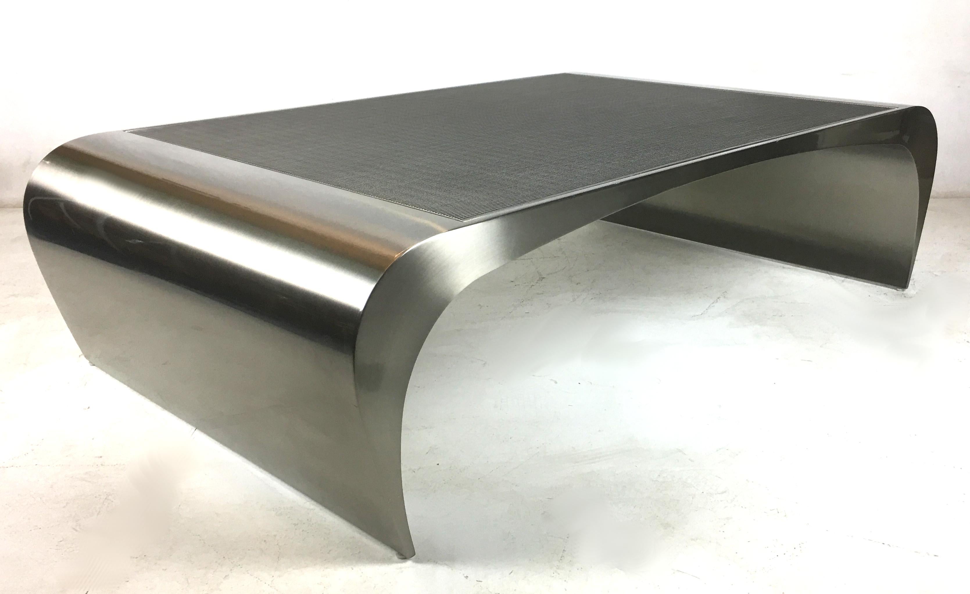 Brushed Large Scale Sculptural Coffee Table by Brueton