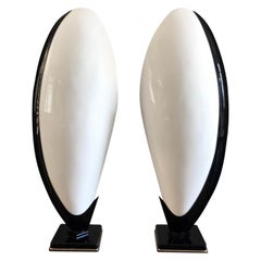 Monumental Sculptural Oyster Acrylic Table Lamps by Rougier, a Pair