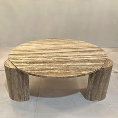 Monumental Sculptural Travertine 1960's Coffee Table