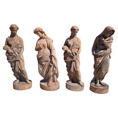 Monumental Sculptures "The Four Seasons" in Terracotta from Impruneta H: 125cm