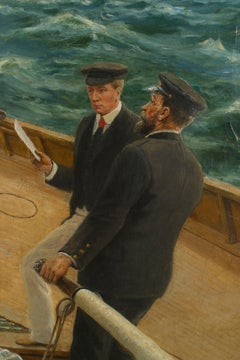 Victorian Yachting Scene Oil Painting on Brittania, 74x110\"