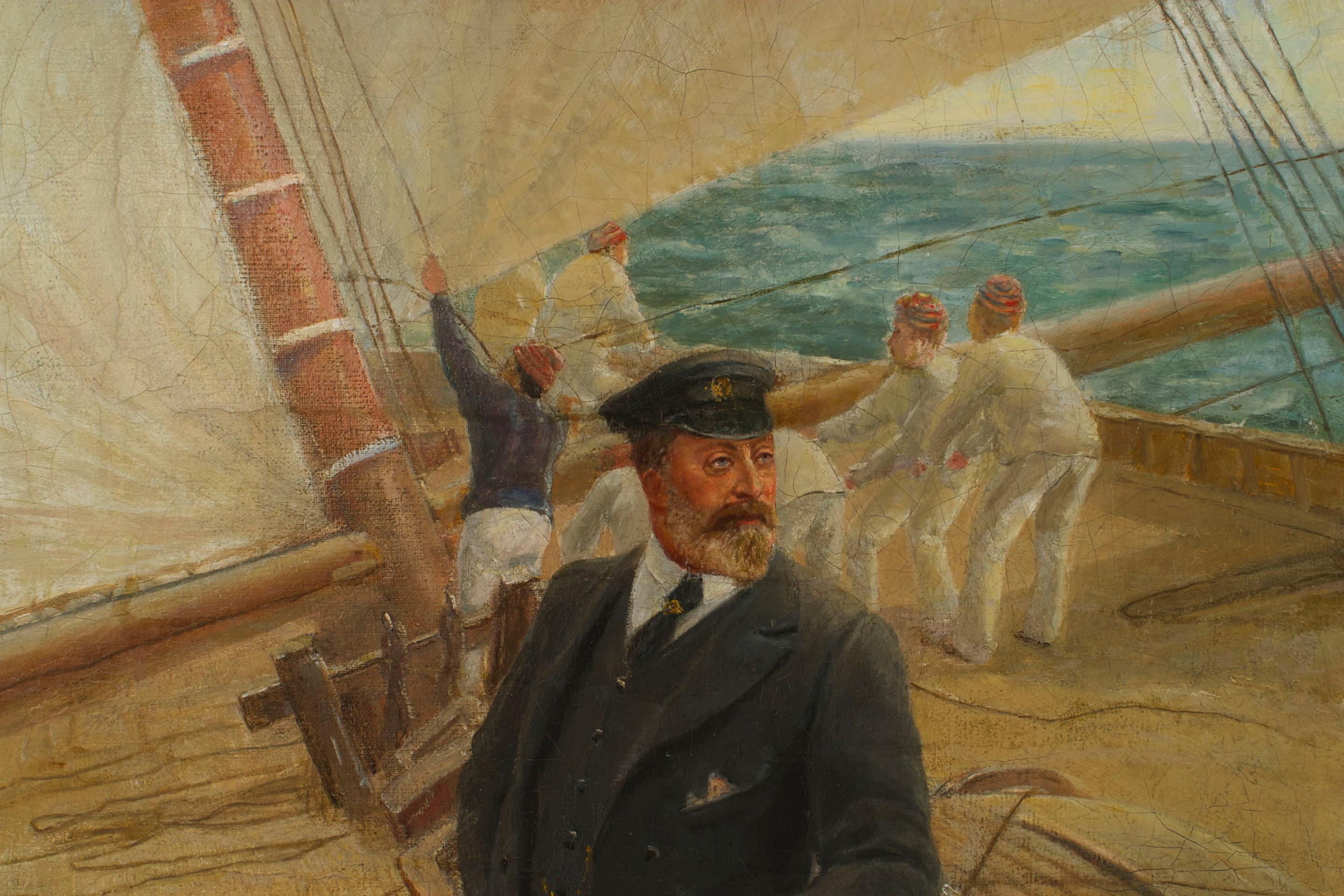 Monumentales Meeresbild, Ölgemälde, auf der Brittania, von Tom Henry, Gemälde (Viktorianisch) im Angebot