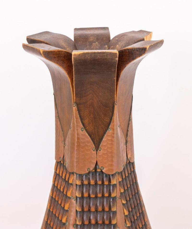 Unknown Monumental Secessionist Carved Wood Vase