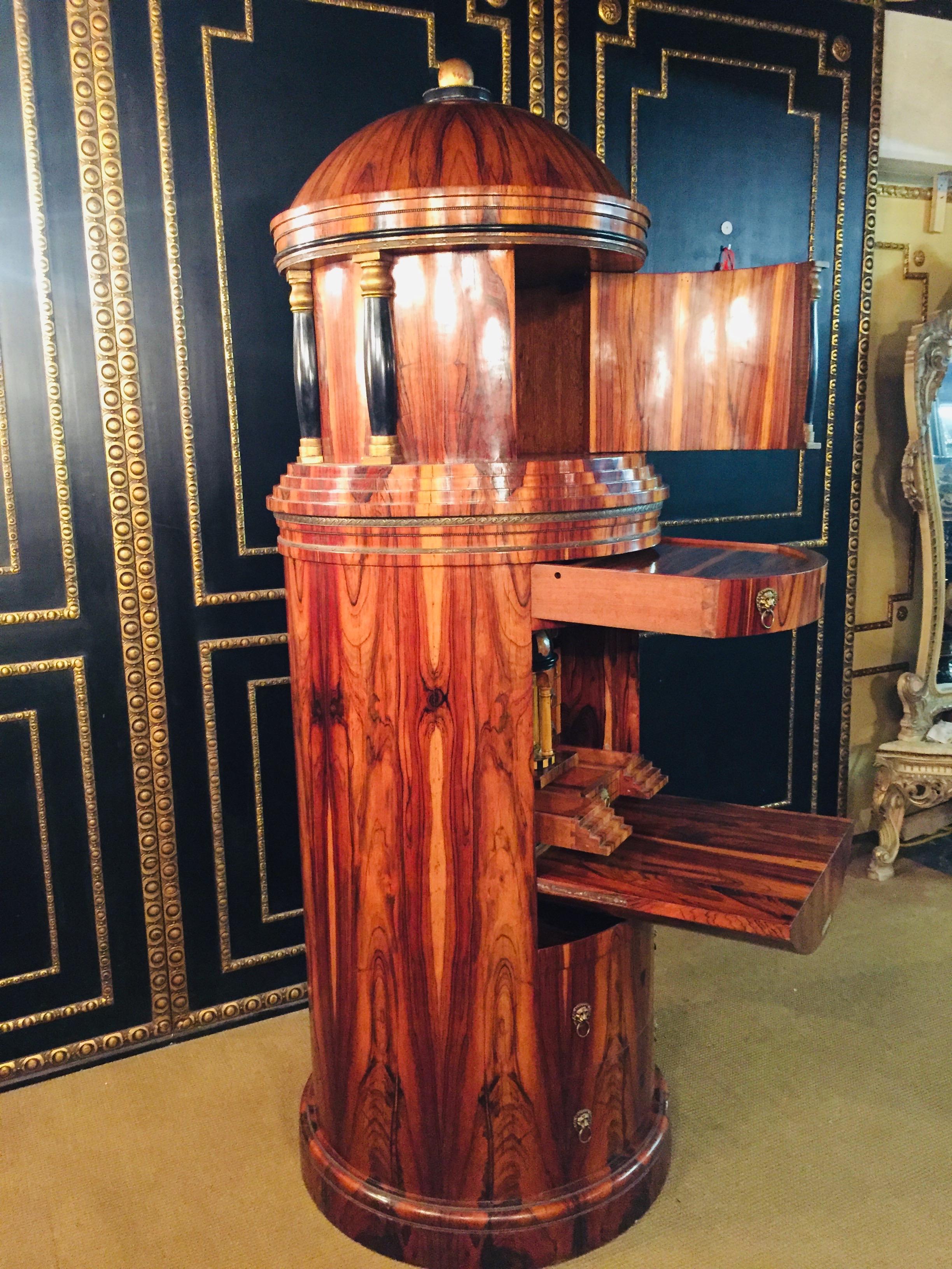 Monumental Secretary Column Shape / antique Biedermeier Style mahogany veneer 5