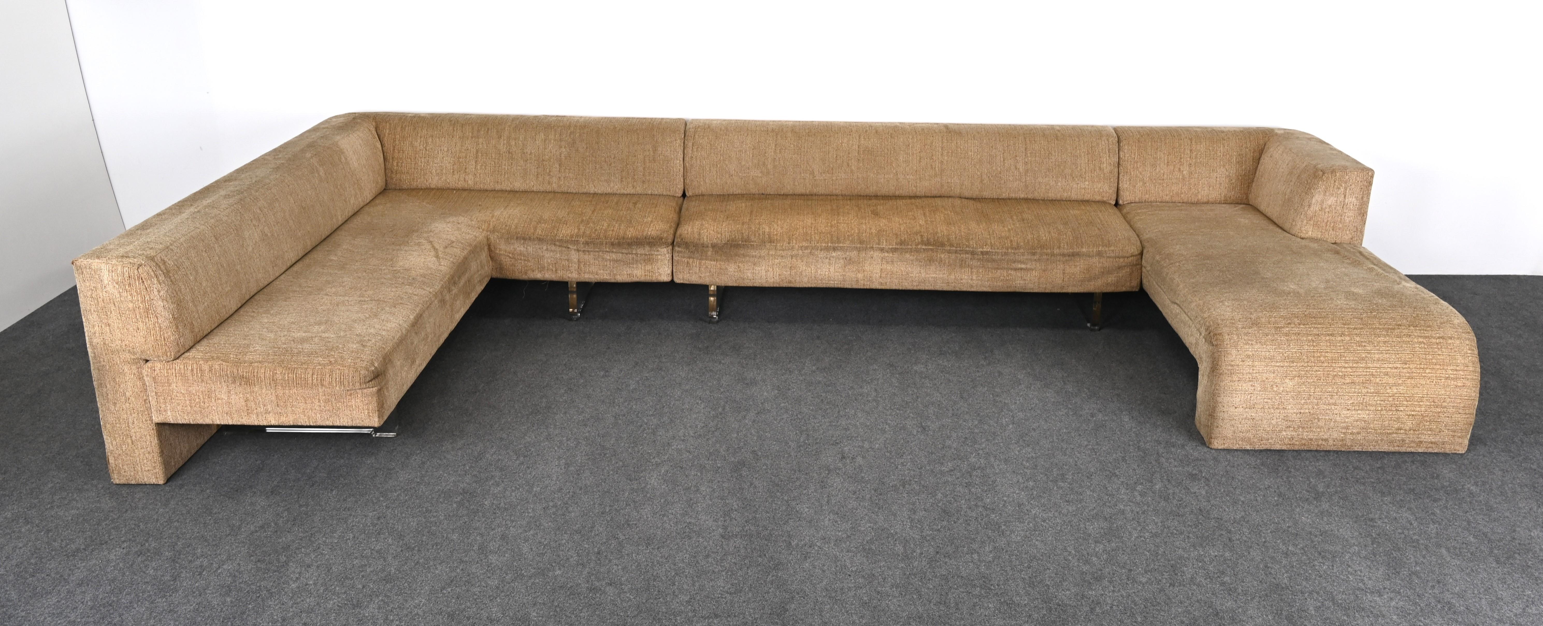 Mid-Century Modern Monumental Sectional Sofa Designed by Vladimir Kagan, 1970s For Sale