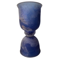Monumental Seguso Cobalto Corroso Scavo Glass Vase, c. 1980's