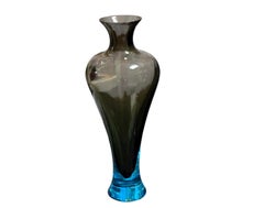 Monumental Seguso for Donghia Murano Blue & Topaz Glass Sommerso Vase