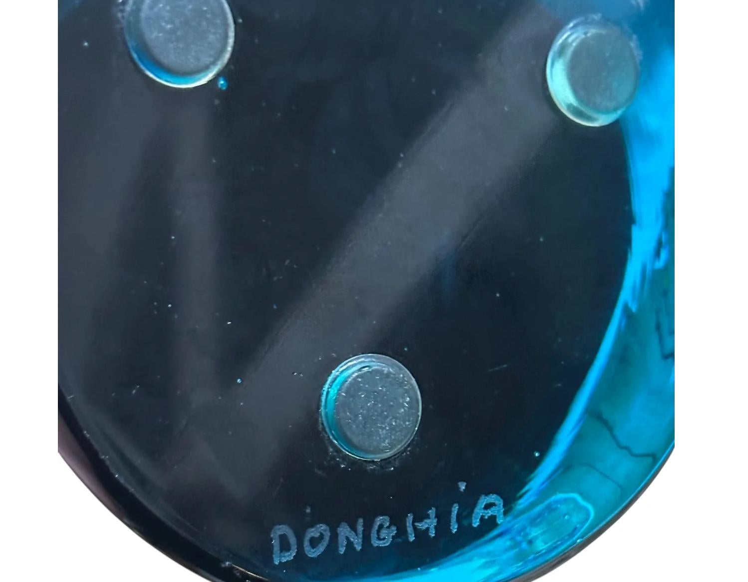 Italiano Vaso monumentale Seguso for Donghia Murano Glass Sommerso blu e topazio in vendita