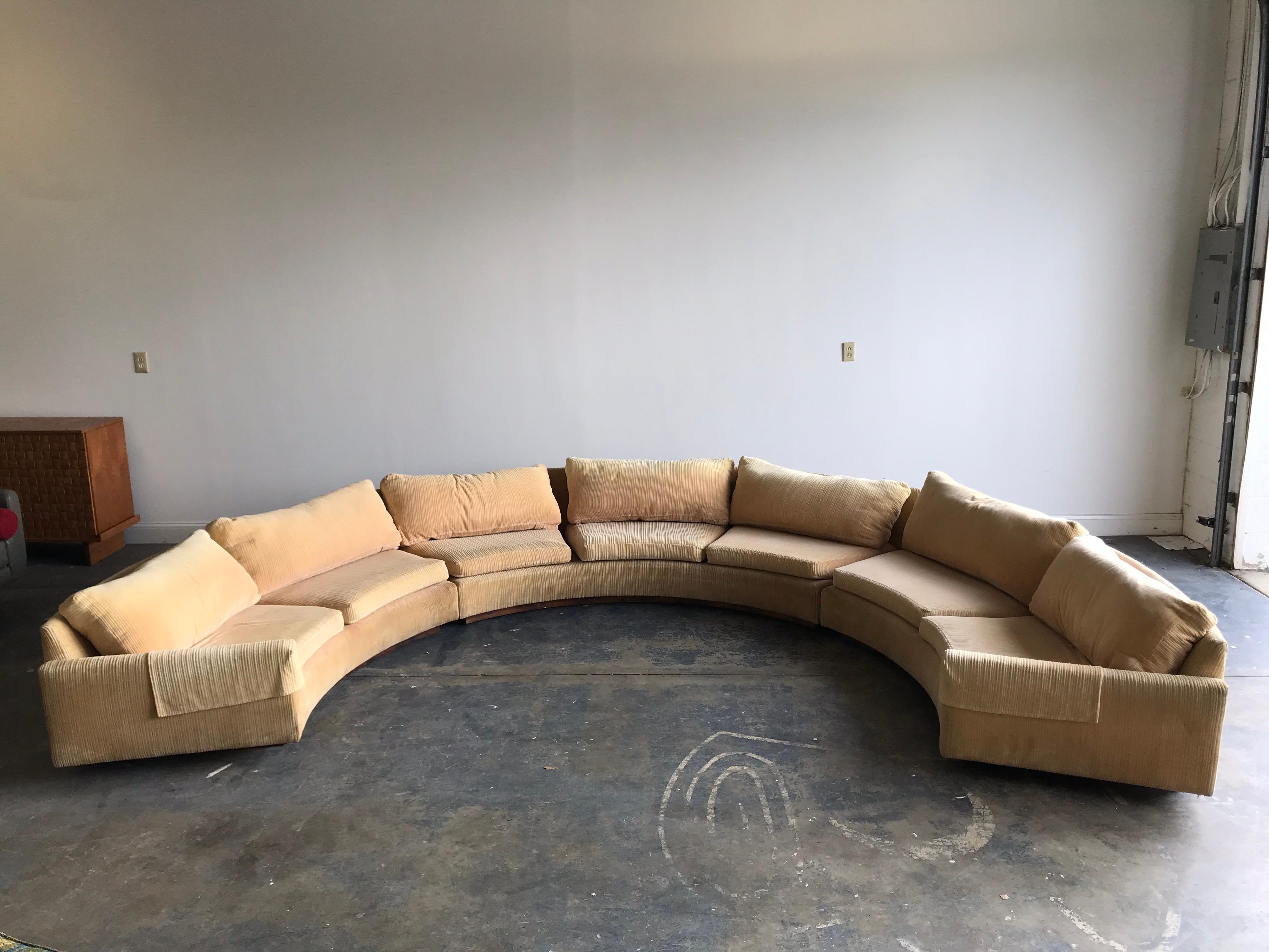 Monumental Semi-Circular Sofa by Milo Baughman for Thayer Coggin, Rosewood Base 2