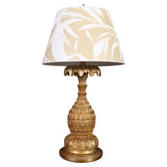 Monumentale Ananas-Lampe aus vergoldetem Gesso im Serge Roche-Stil