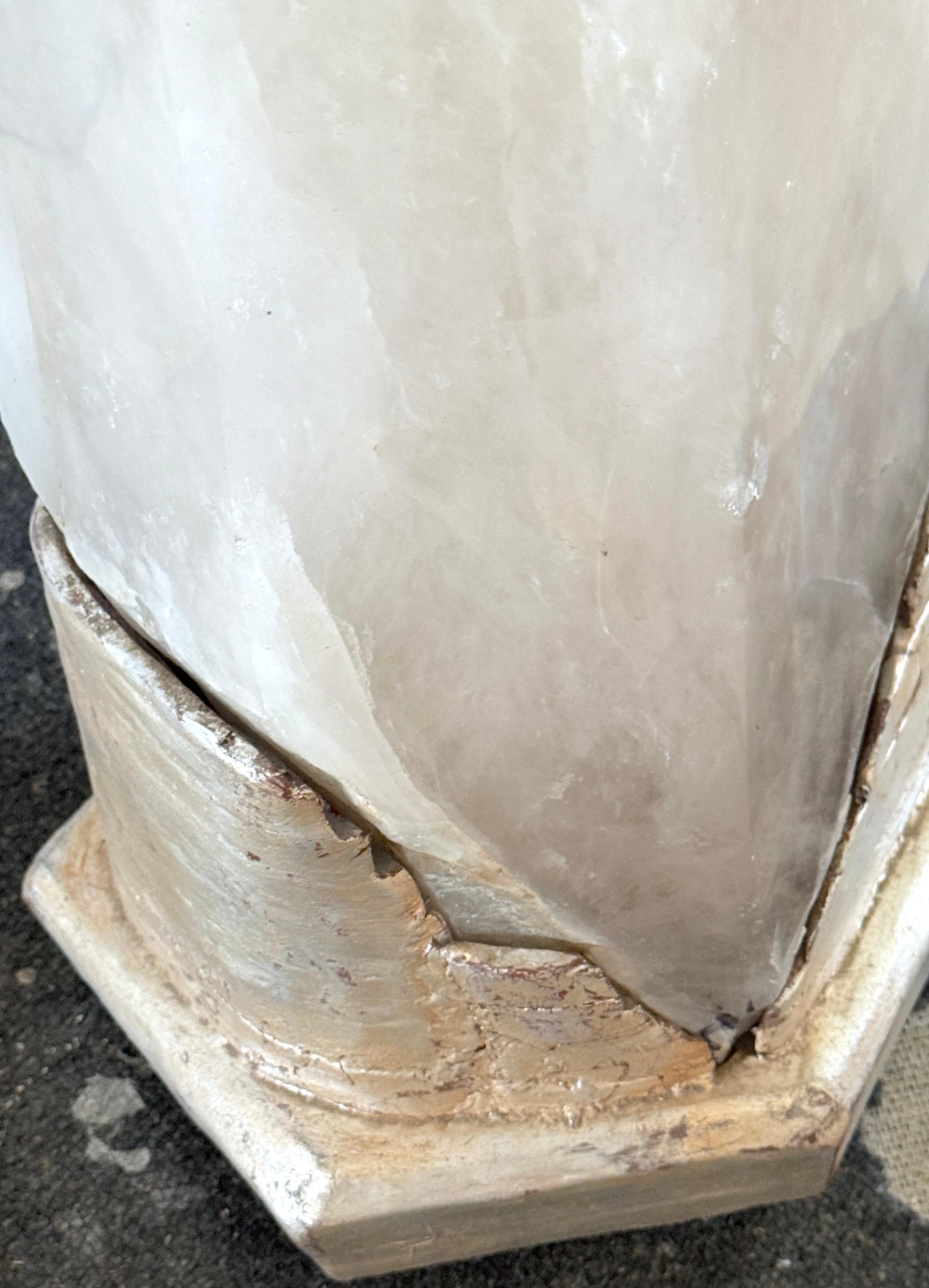 Monumental Serge Roche Style Rock Crystal Stalagmite, Rockwork Silver Leaf Base For Sale 6