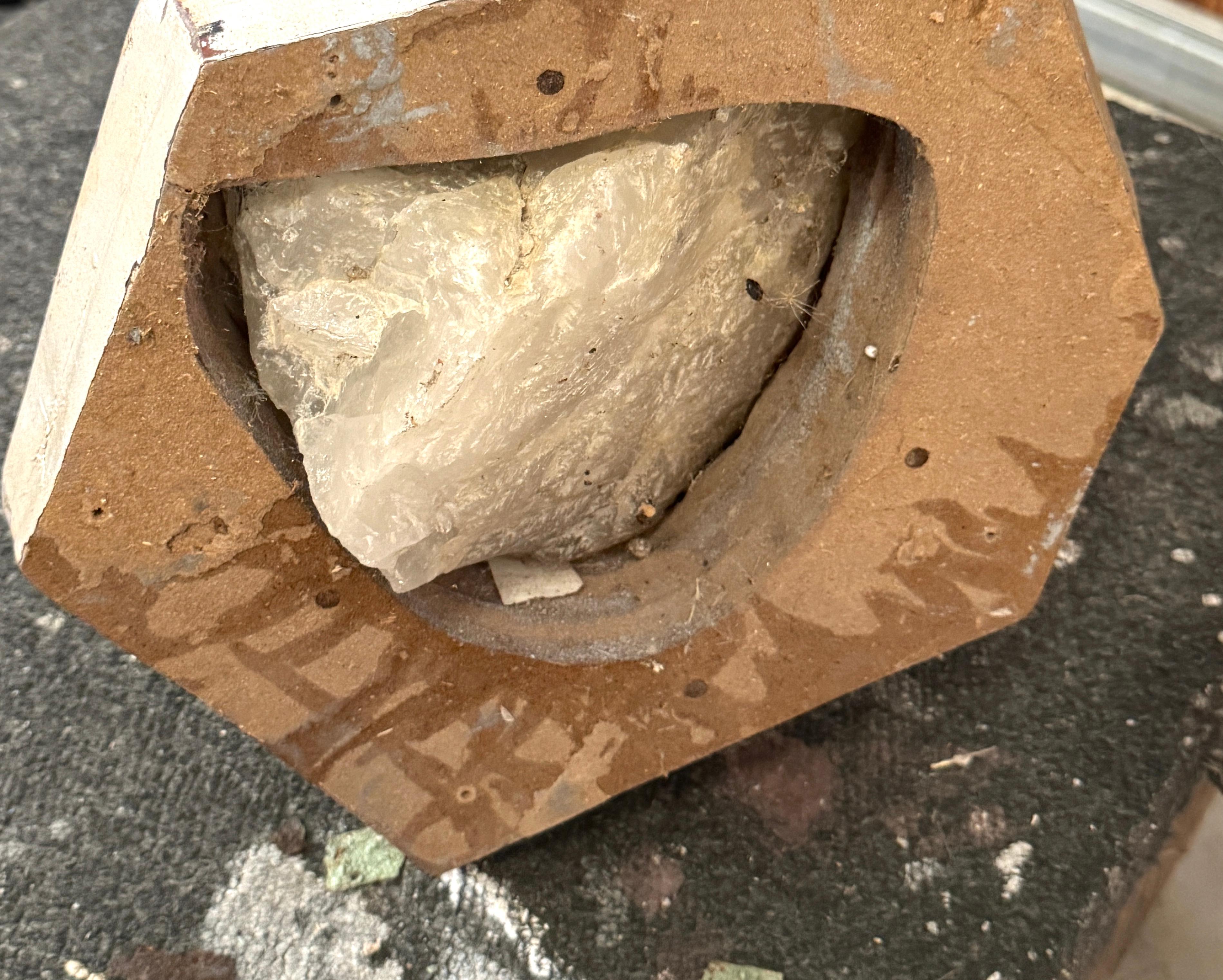 Monumental Serge Roche Style Rock Crystal Stalagmite, Rockwork Silver Leaf Base For Sale 7