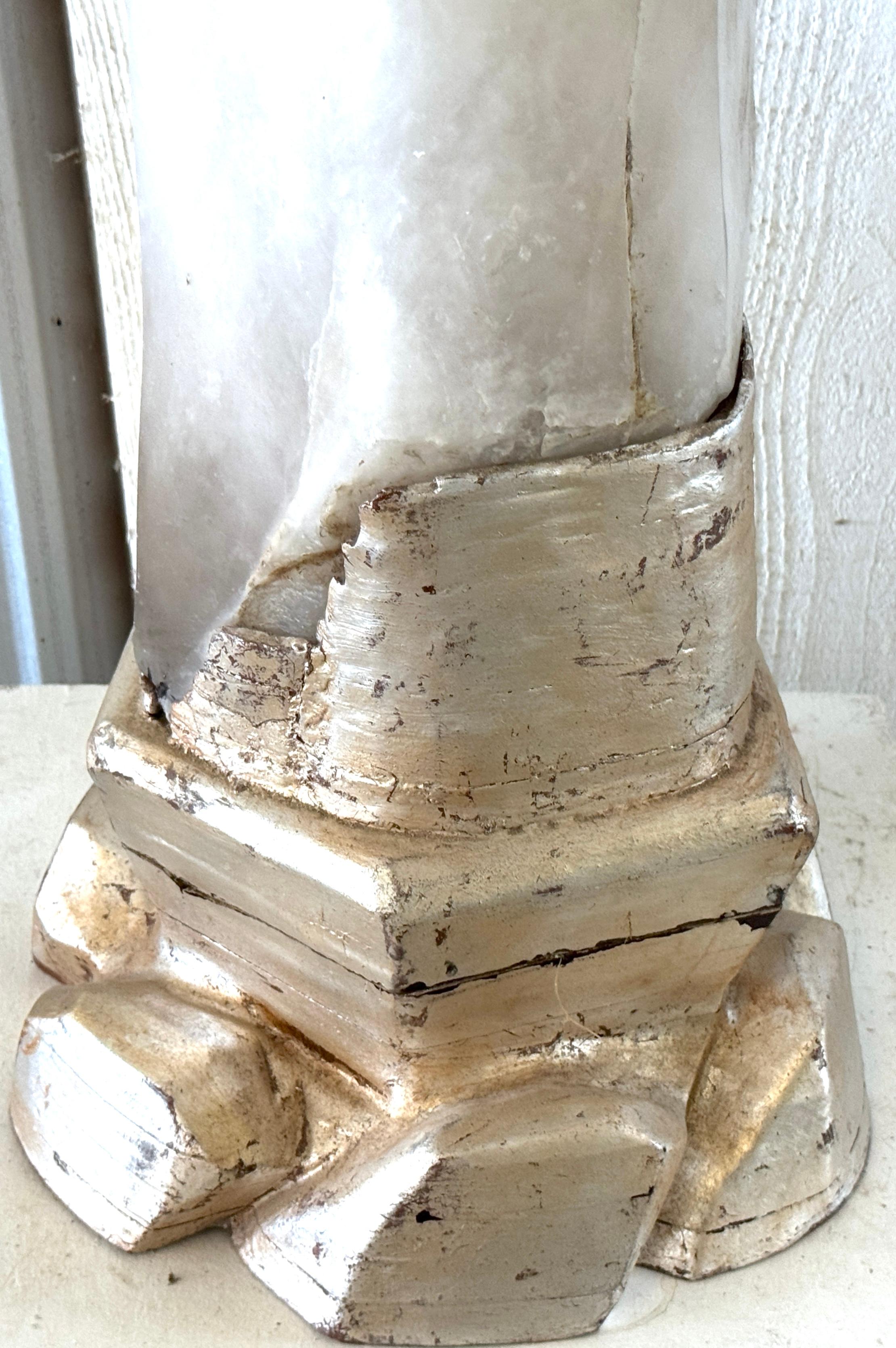 Monumental Serge Roche Style Rock Crystal Stalagmite, Rockwork Silver Leaf Base For Sale 10
