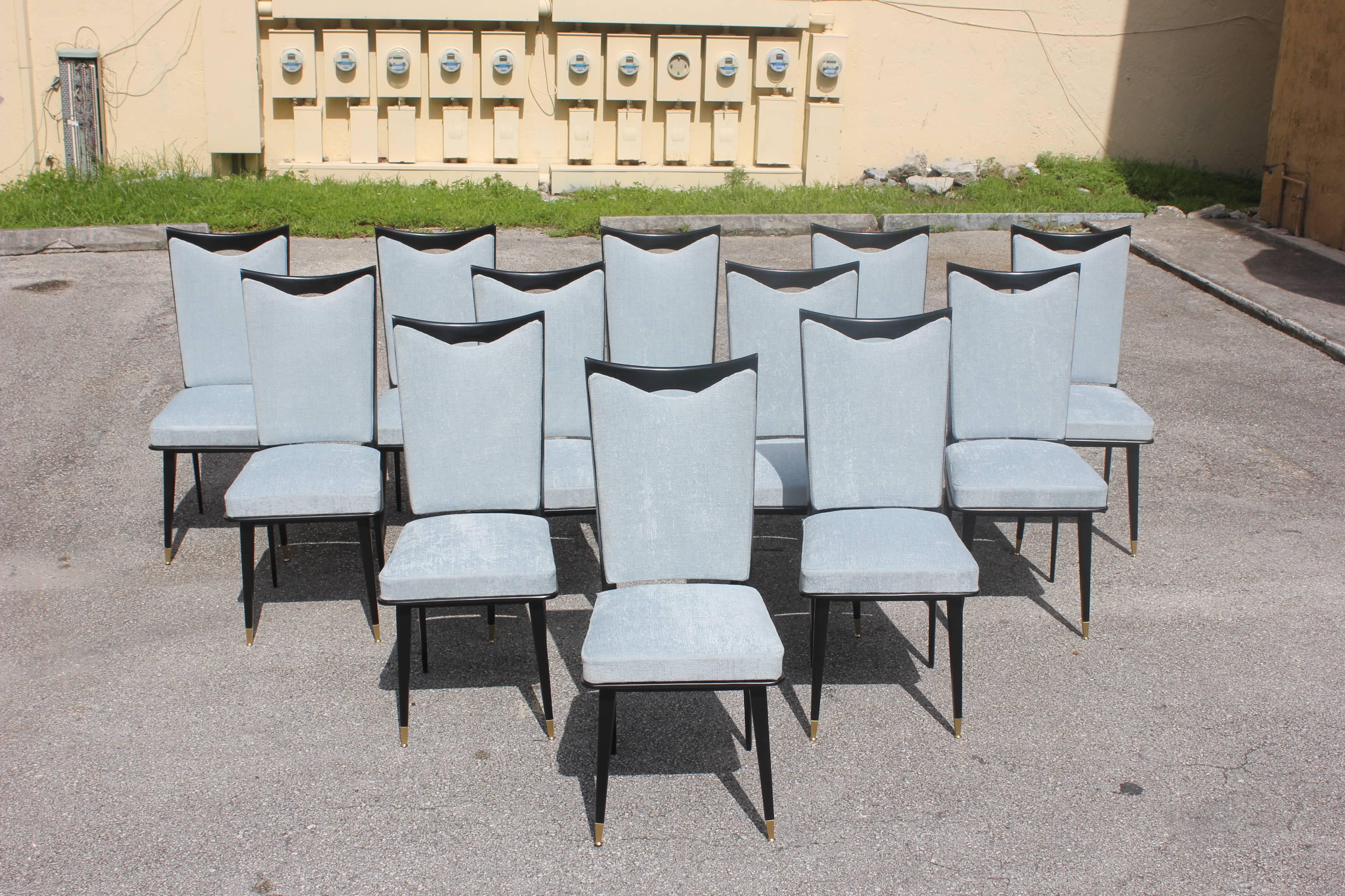 Monumental Set of 12 French Art Deco Dining Chairs, circa 1940s 5