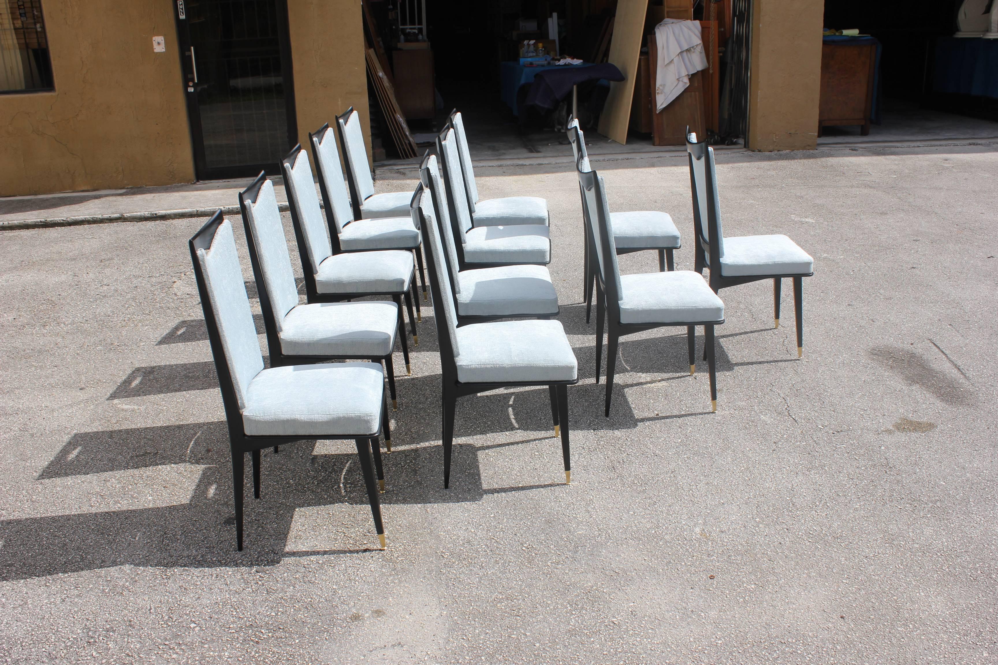 Monumental Set of 12 French Art Deco Dining Chairs, circa 1940s 6