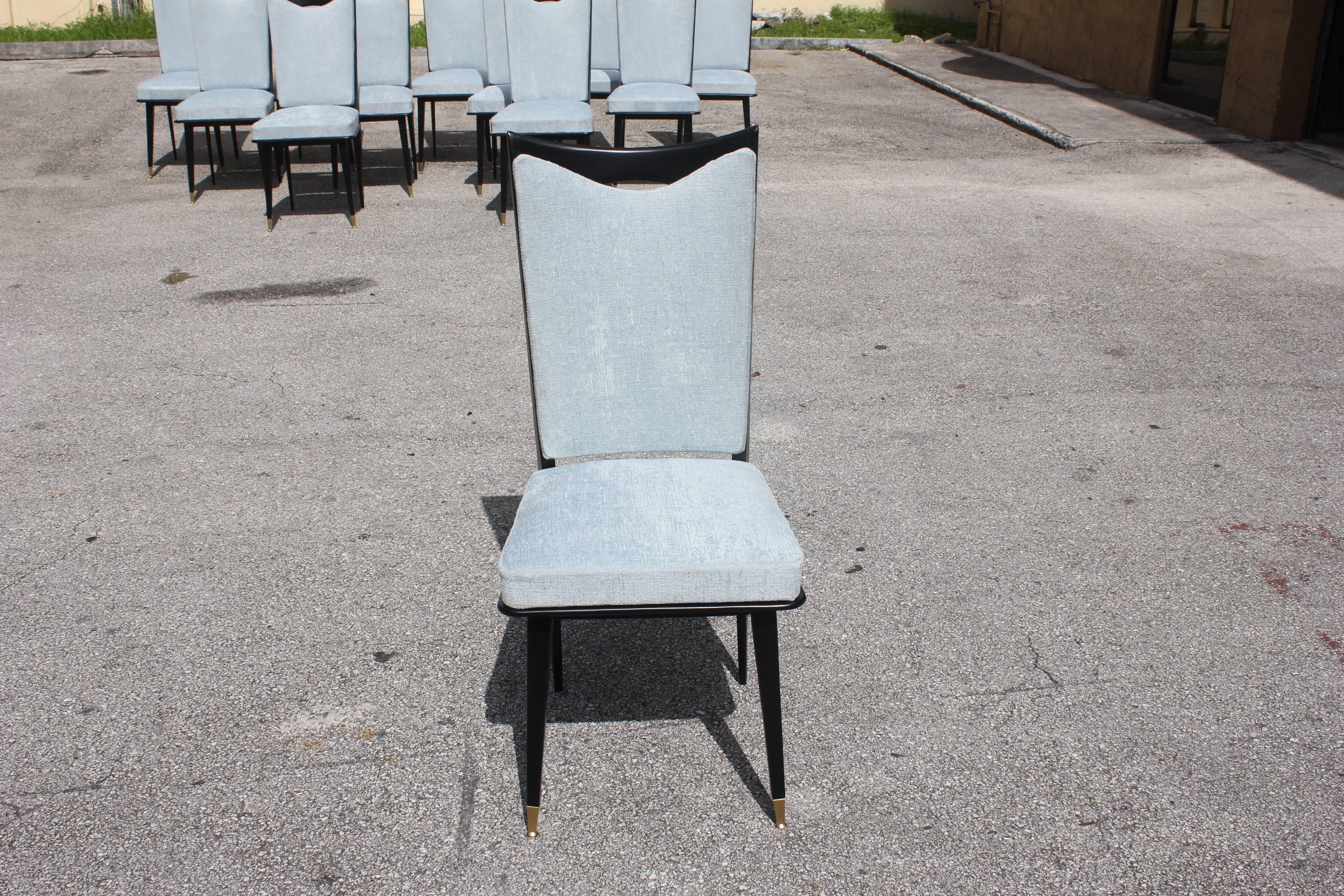 Monumental Set of 12 French Art Deco Dining Chairs, circa 1940s 8