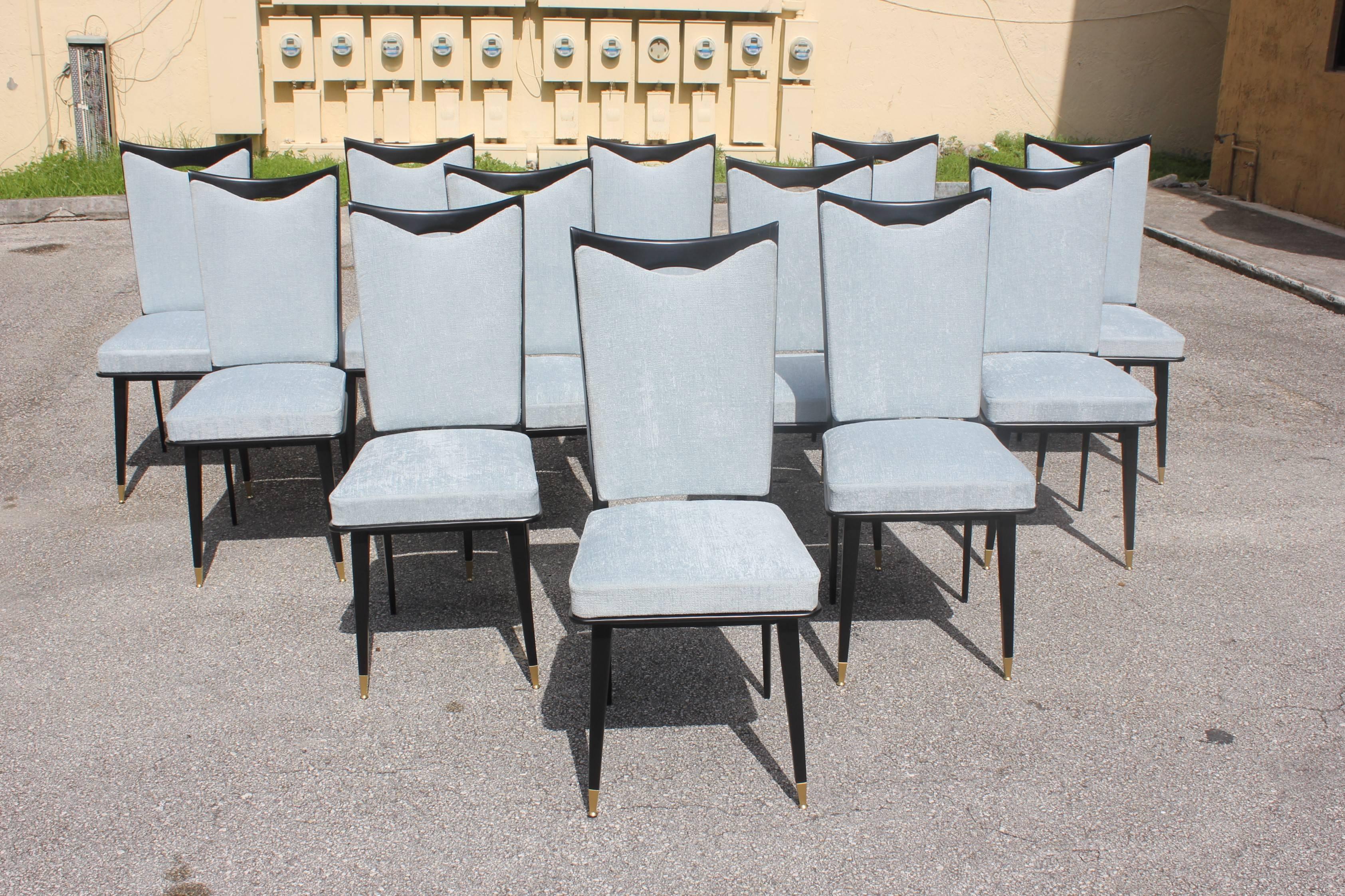 Mid-20th Century Monumental Set of 12 French Art Deco Dining Chairs, circa 1940s