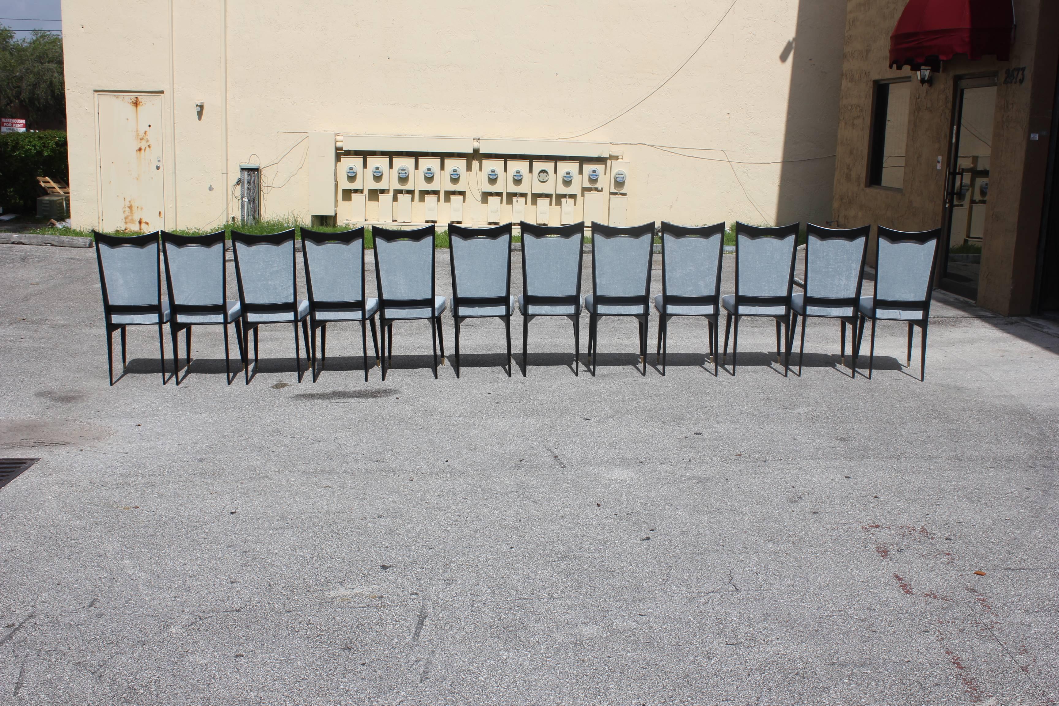 Monumental Set of 12 French Art Deco Dining Chairs, circa 1940s 3