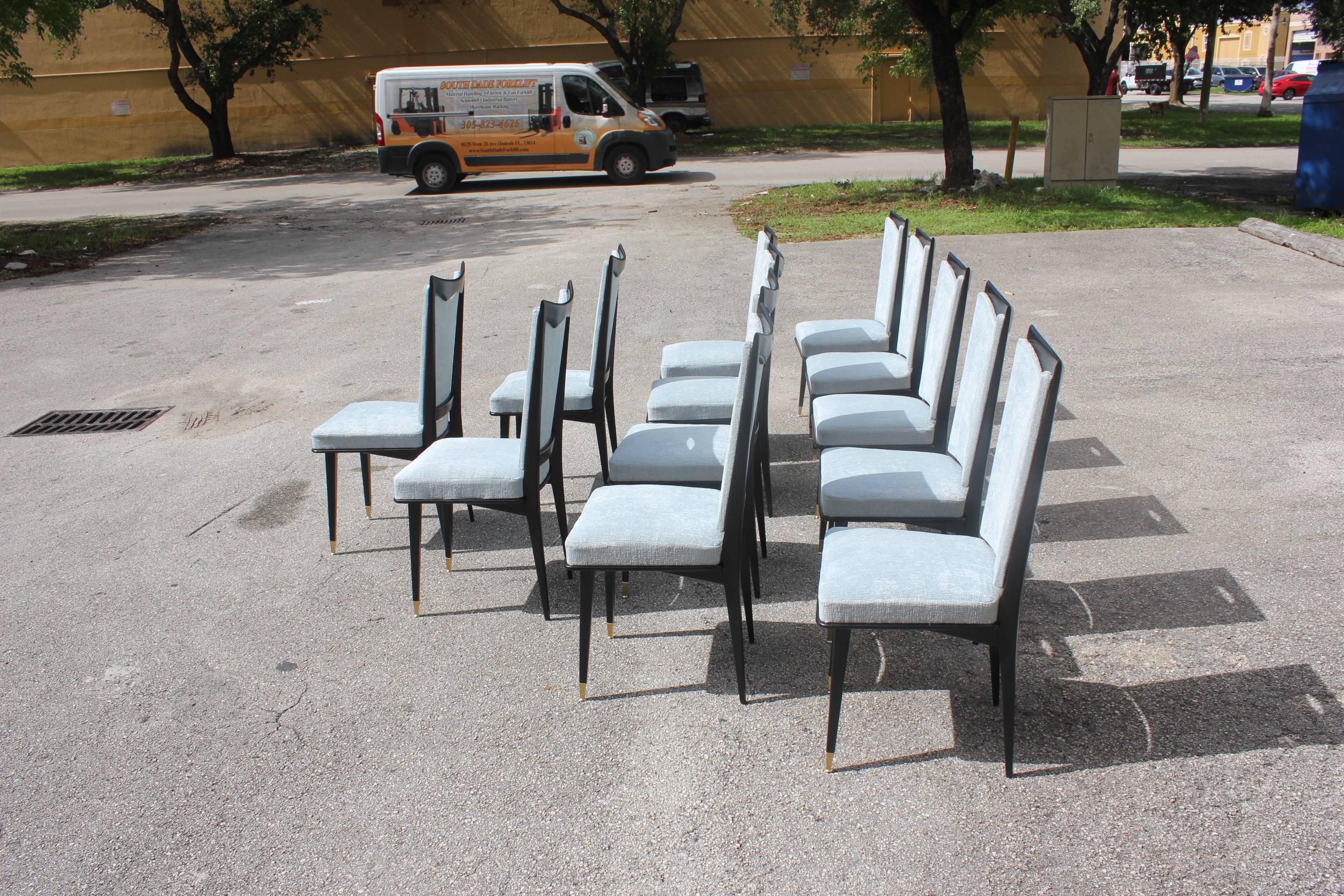 Monumental Set of 12 French Art Deco Dining Chairs, circa 1940s 4