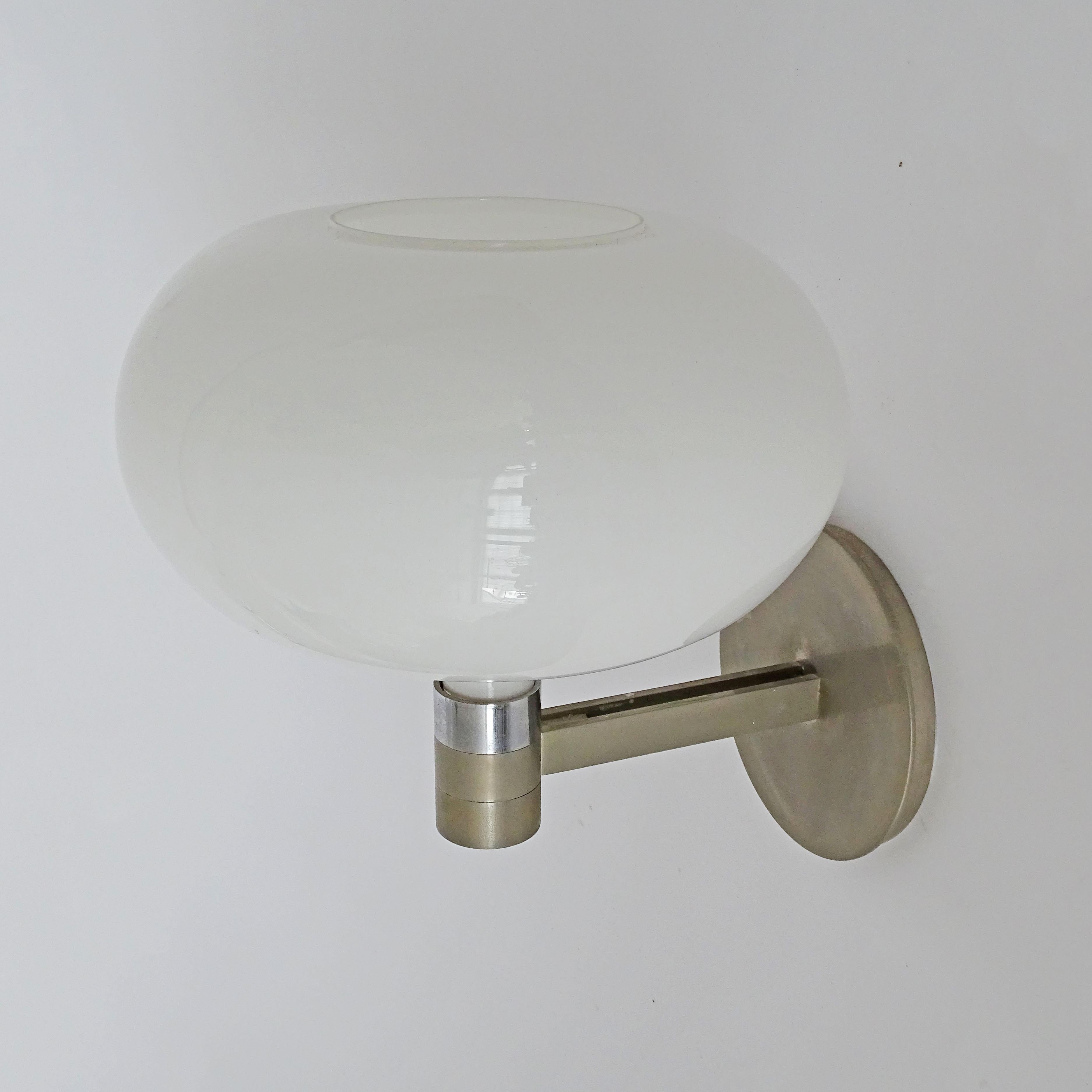 Opaline Glass Monumental Set of Four Franco Albini Wall Lamps for Sirrah, Italy, 1968 For Sale