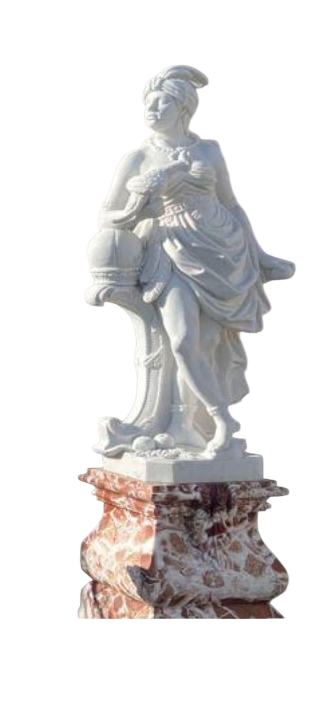 Monumental Set of Four Hand-Carved Italian Marble Sculptures 290 CM For Sale 3