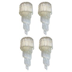 Monumental Set of Four Murano Glass Quadriedro Wall Sconces