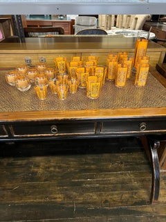 Monumental Set of Pasinski Mid-Century Bar Glasses and Martini Pitcher