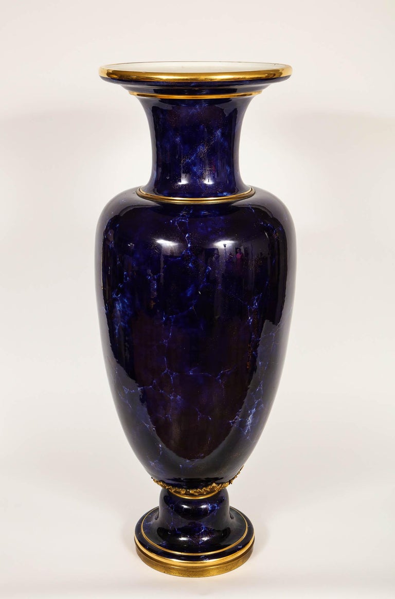 Monumental Sèvres Porcelain Blue Lapis Vase For Sale at 1stDibs